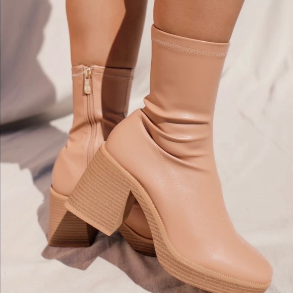 Nude Heel Ankle Boots